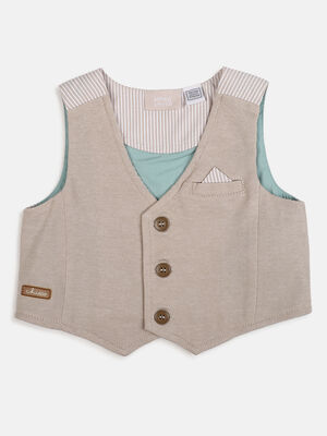 Boys Medium Natural Knitted Vest